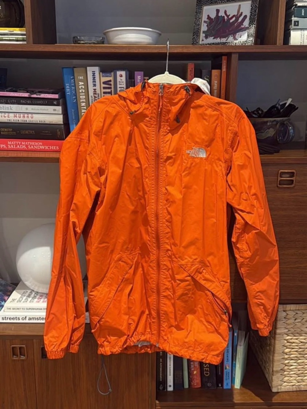 The North Face Bright Orange Hooded Windbreaker Jacket